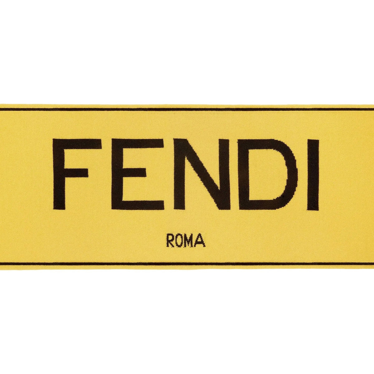 Fendi Roma Knitted Wool & Cashmere Yellow Black Logo Scarf - Scarves and Shawls - Clayton's Online Store