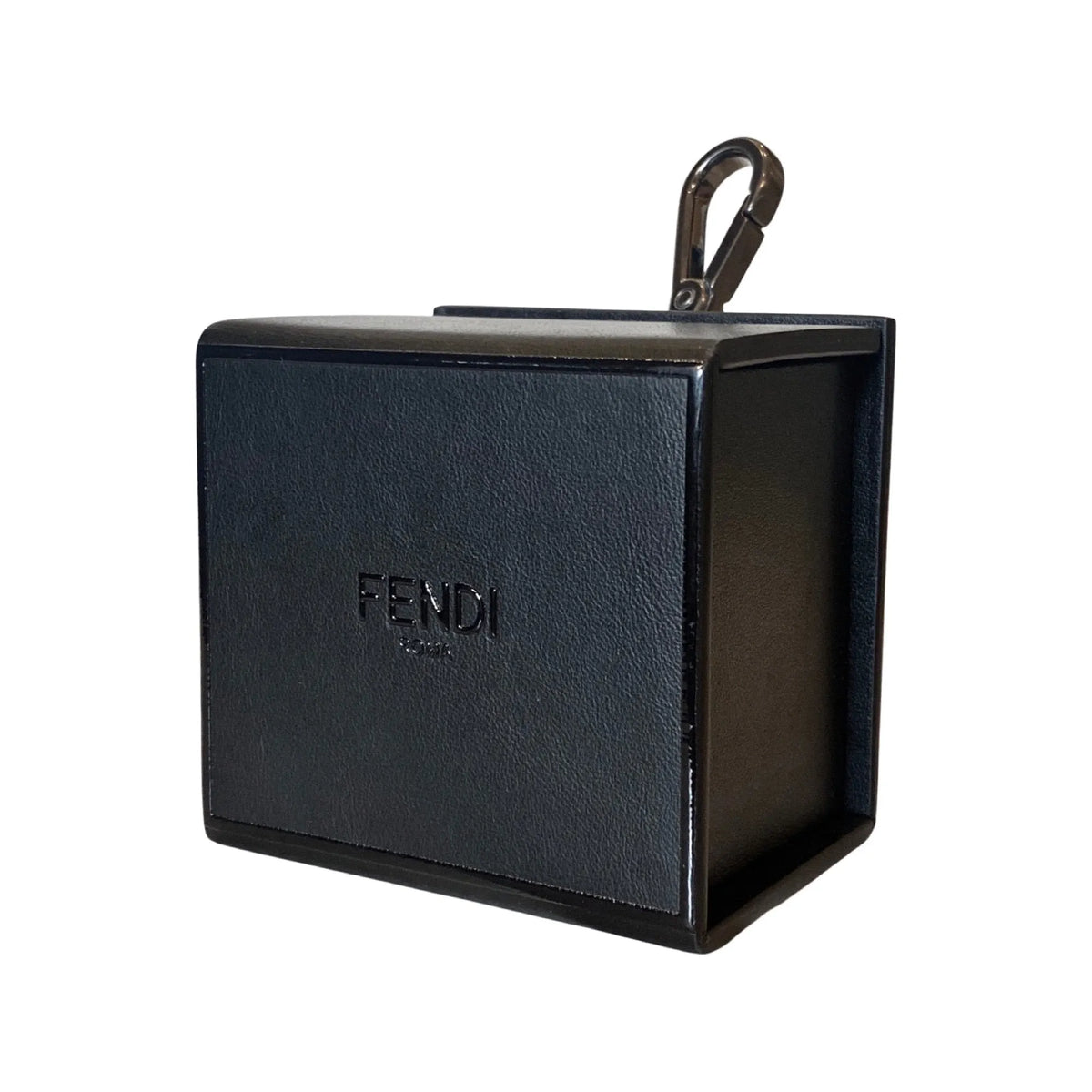 Fendi Roma Mini Box Black Leather Key Ring Charm