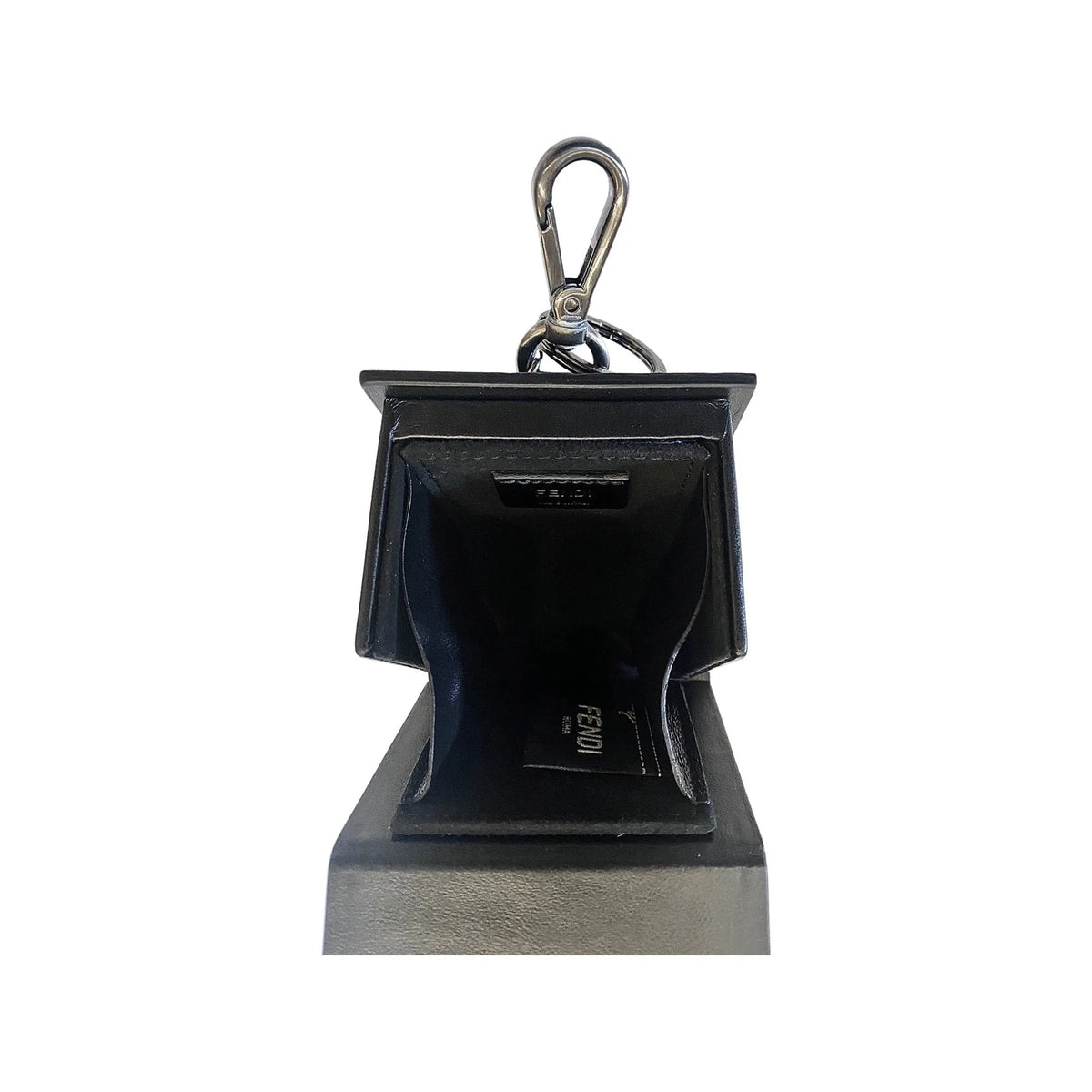 Fendi Roma Mini Box Black Leather Key Ring Charm