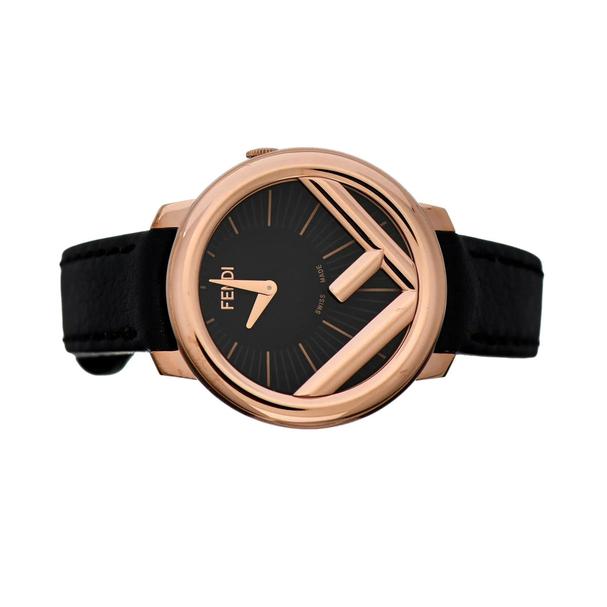 Fendi Runaway Rose Gold Black Calf Leather 36 MM Fashion Watch - Jewelry - Clayton's Online Store