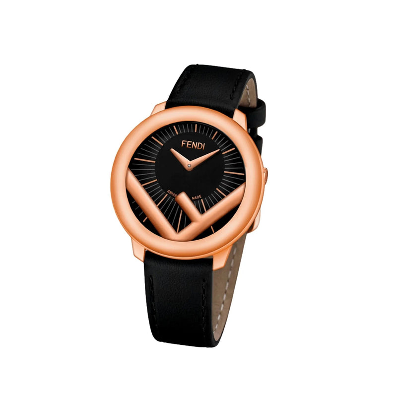 Fendi Runaway Rose Gold Black Calf Leather 36 MM Fashion Watch - Jewelry - Clayton's Online Store