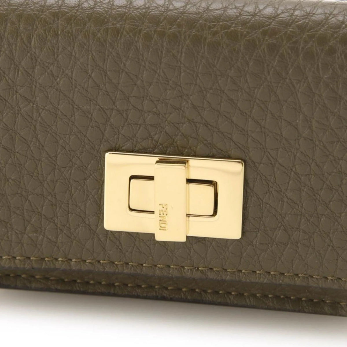 Fendi Selleria Leather Avocado Green Micro Trifold Wallet - Wallets - Clayton's Online Store