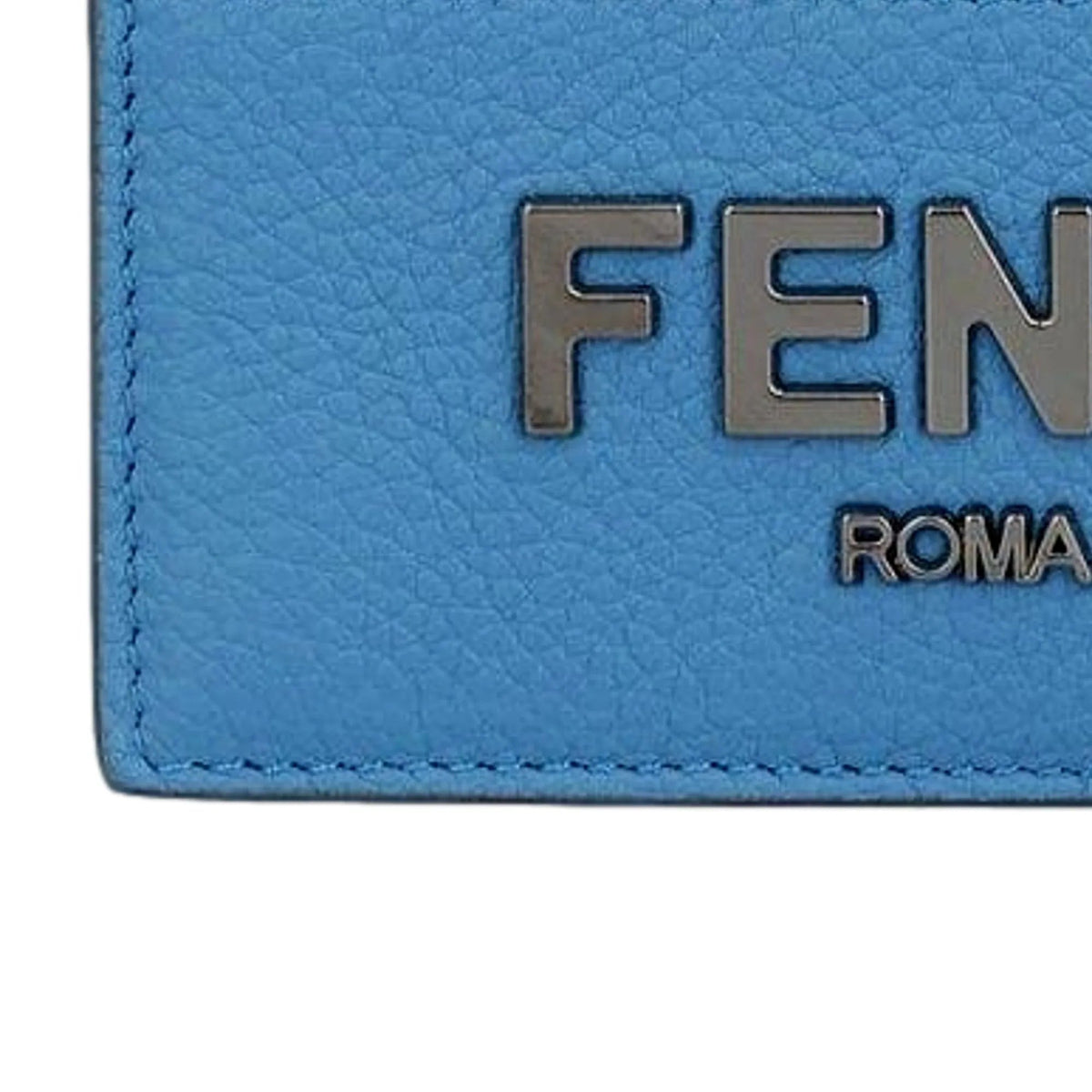 Fendi Signature Fiordaliso Blue Grained Leather Card Case Wallet - Wallets - Clayton's Online Store