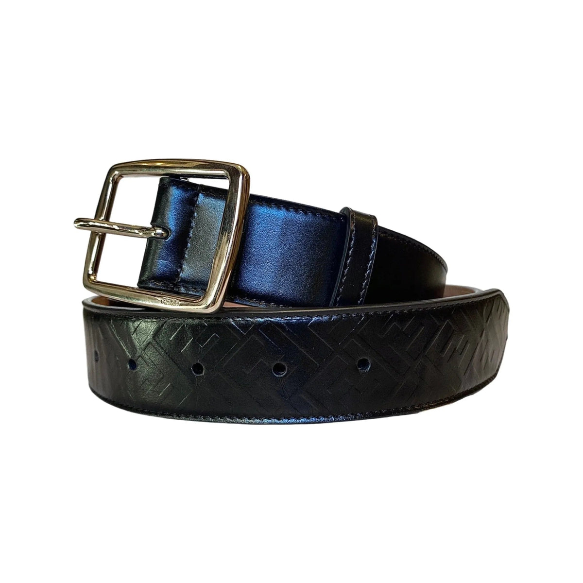 Fendi Silver Buckle Smooth Black Calf Leather Belt 100 - Belts - Clayton's Online Store