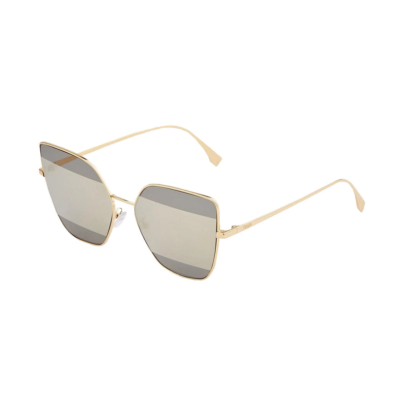 Fendi Stripes Silver Tint and Gold Frame Metal Sunglasses