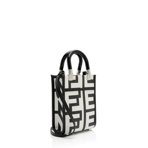 Fendi Sunshine Nero and Blanco Calfskin Leather Mini Bag - Handbags - Clayton's Online Store