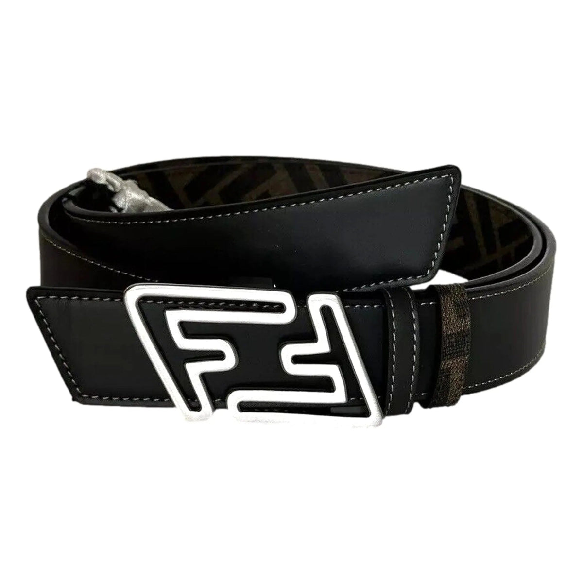 Fendi The Faster Men's Asphalt and Brown Belt Size 100 - Belts - Clayton's Online Store