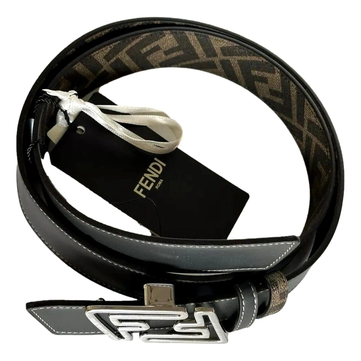 Fendi The Faster Men's Asphalt and Brown Belt Size 100 - Belts - Clayton's Online Store