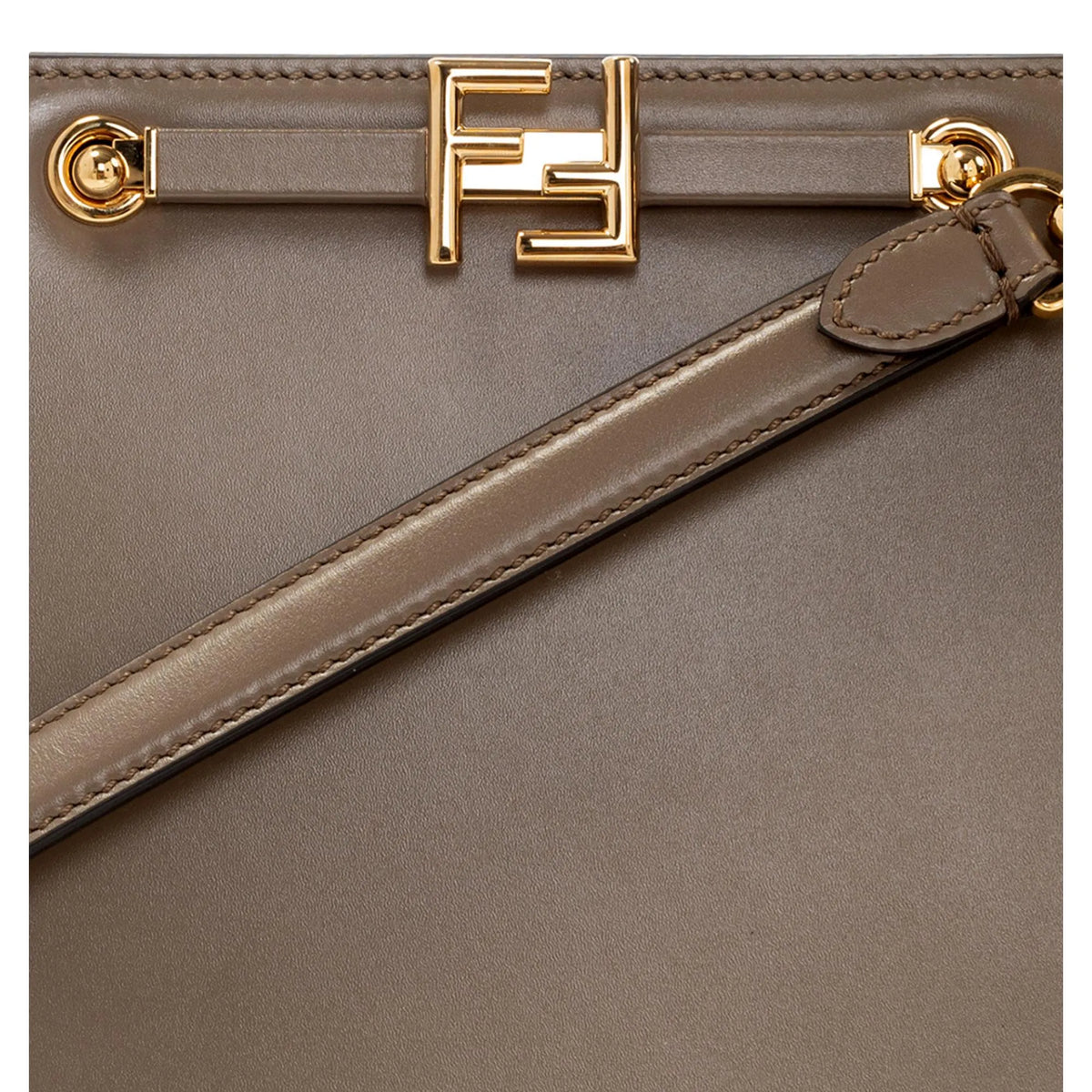 Fendi Touch Taupe Tartufo Leather Shoulder Bag