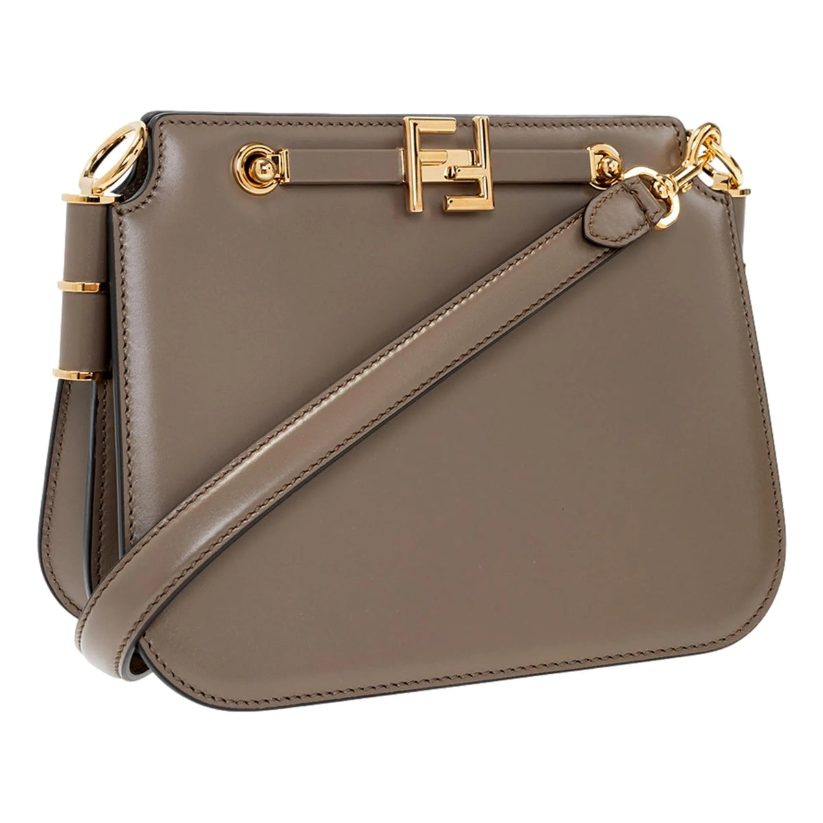 Fendi Touch Taupe Tartufo Leather Shoulder Bag - Handbags - Clayton's Online Store