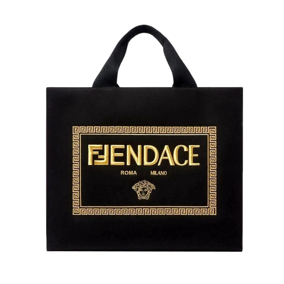 Fendi x Versace Fendace Black Canvas Convertible Large Shopping Tote - Handbags - Clayton's Online Store