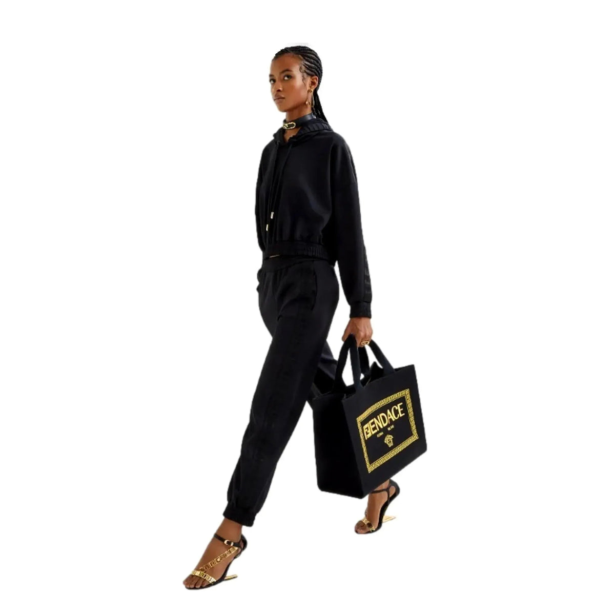 Fendi x Versace Fendace Black Canvas Convertible Large Shopping Tote - Handbags - Clayton's Online Store