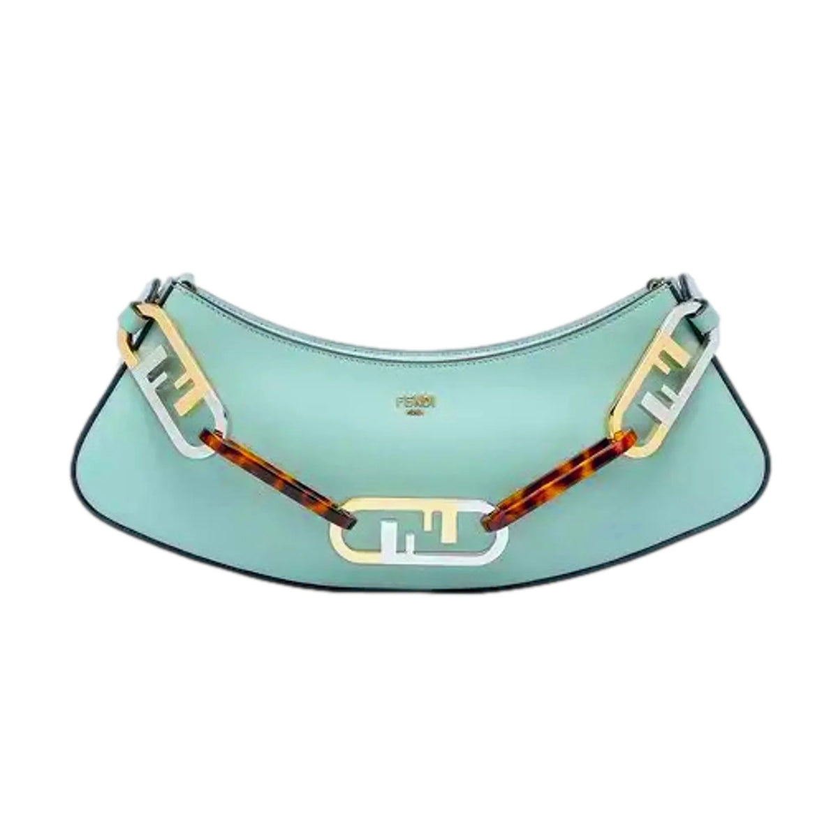 Fendi O'Lock Swing Tiffany Blue Calf Leather Small Hobo Shoulder Bag