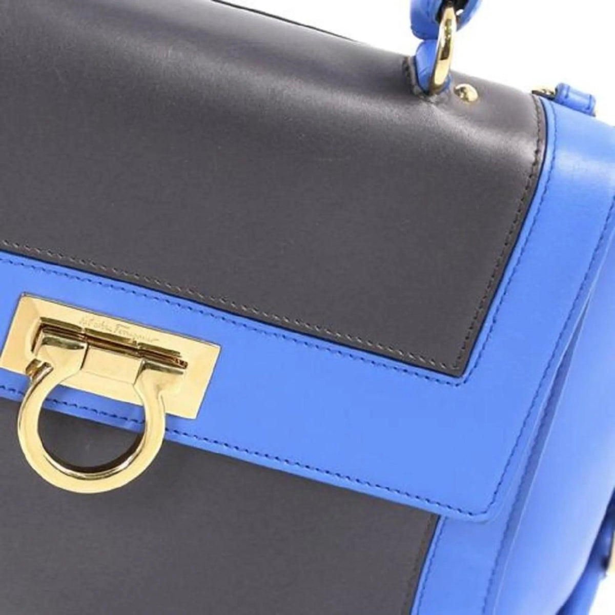 Ferragamo Sofia Calf Blue Fumee Blue Grey Medium Handbag - Handbags - Clayton's Online Store