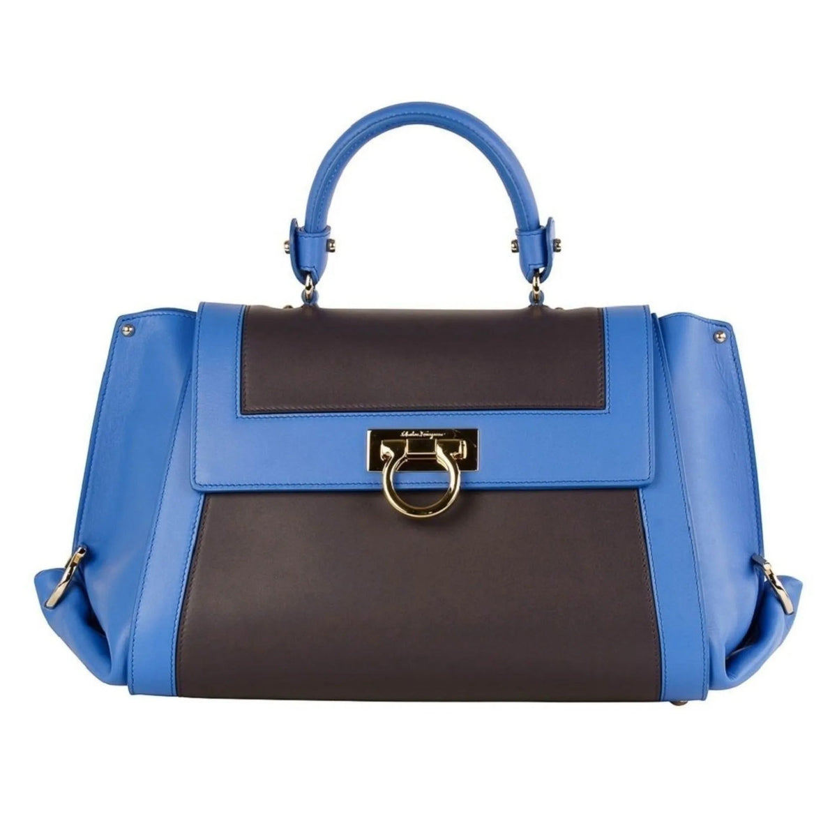 Ferragamo Sofia Calf Blue Fumee Blue Grey Medium Handbag - Handbags - Clayton's Online Store