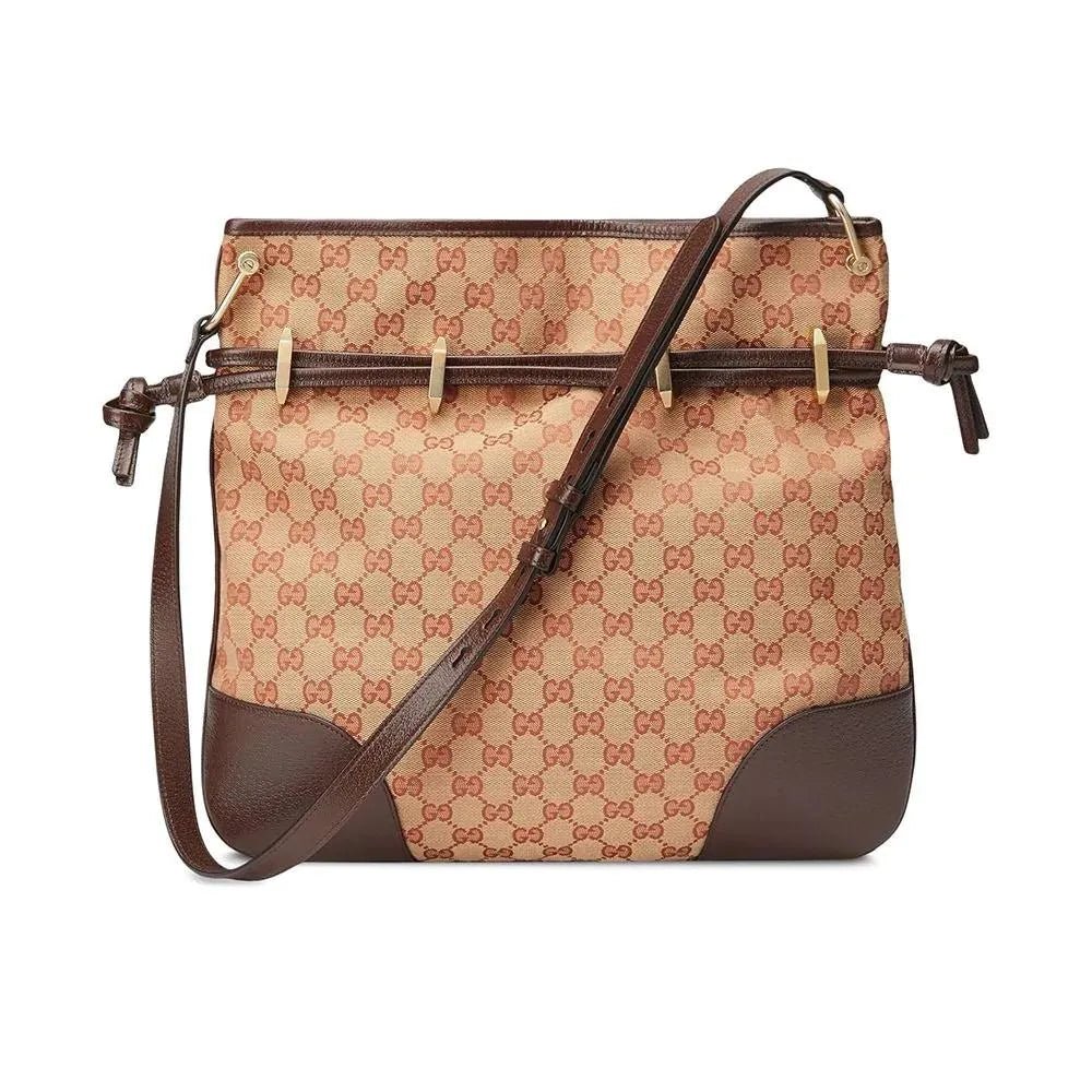 Gucci 1955 Horsebit Beige Canvas Drawstring Cross Body Bag - Handbags - Clayton's Online Store