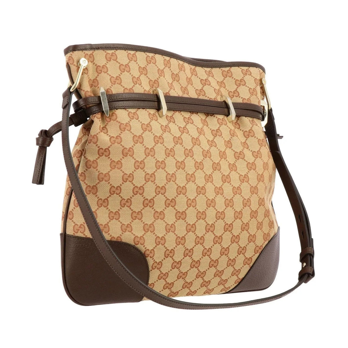 Gucci 1955 Horsebit Beige Canvas Drawstring Cross Body Bag - Handbags - Clayton's Online Store