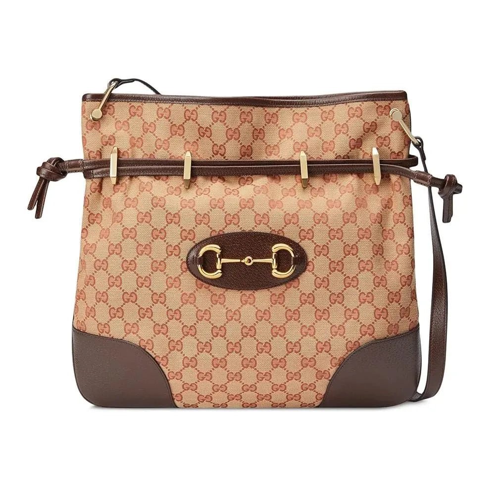 Gucci 1955 Horsebit Beige Canvas Drawstring Cross Body Bag - Handbags - Clayton's Online Store