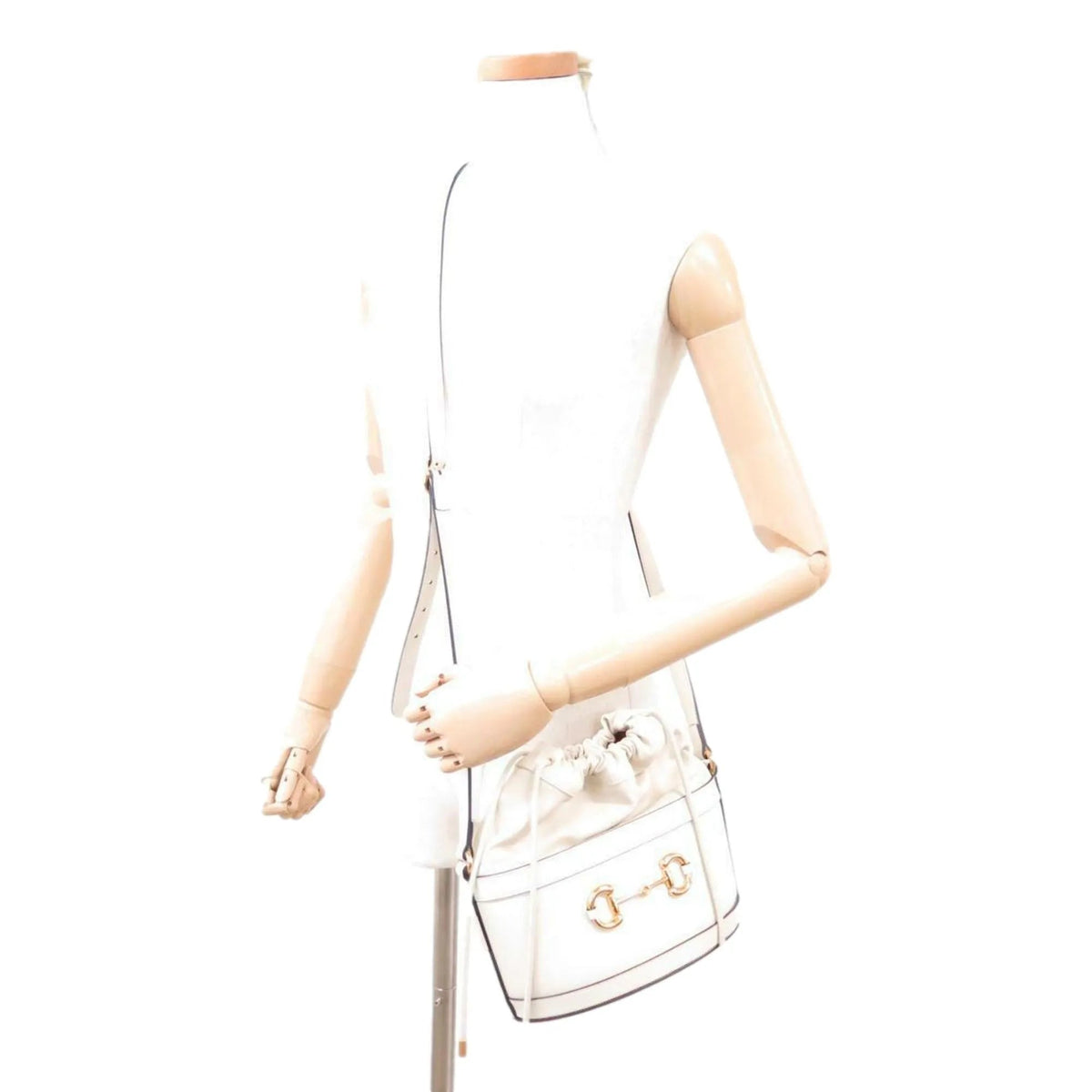 Gucci 1955 Horsebit White Leather Bucket Bag - Handbags - Clayton's Online Store