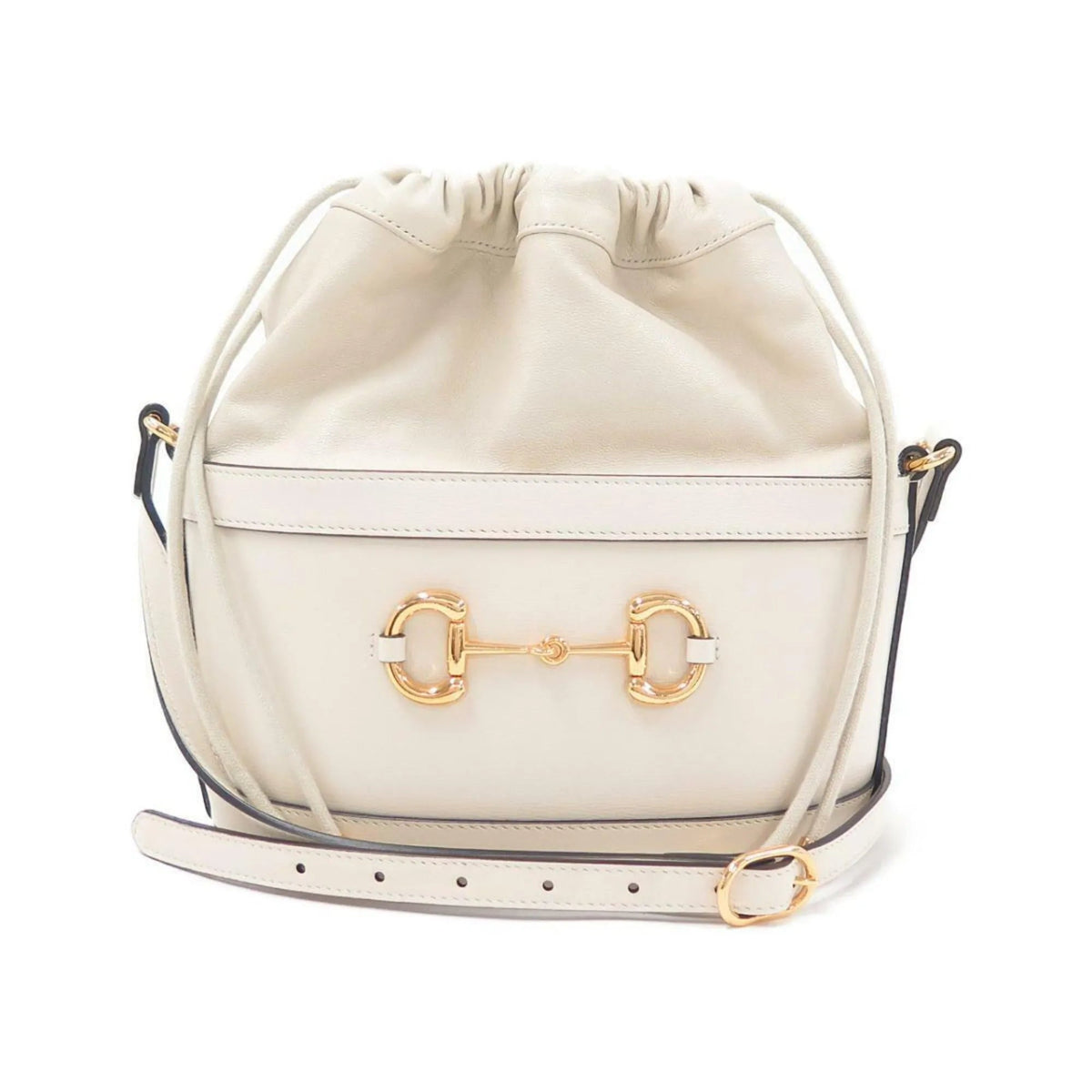 Gucci 1955 Horsebit White Leather Bucket Bag - Handbags - Clayton's Online Store