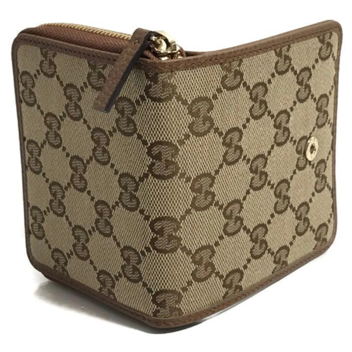 Gucci Beige Original GG Canvas Brown Leather Trim Wallet - Wallets - Clayton's Online Store