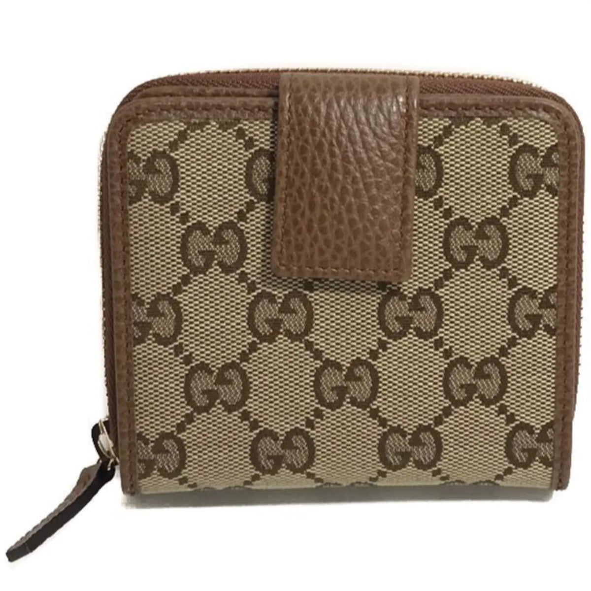 Gucci Beige Original GG Canvas Brown Leather Trim Wallet - Wallets - Clayton's Online Store