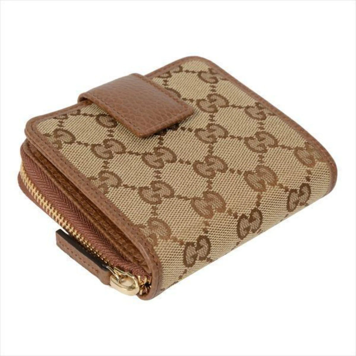 Gucci Beige Original GG Canvas Brown Leather Trim Wallet - Wallets - Clayton's Online Store