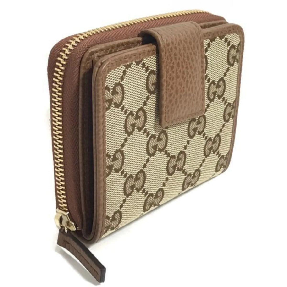 Gucci Beige Original GG Canvas Brown Leather Trim Wallet - Wallets - Clayton's Online Store