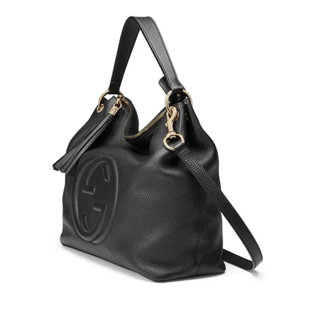 Gucci Black GG Disco Soho Leather Convertible Hobo Shoulder Bag - Handbags - Clayton's Online Store