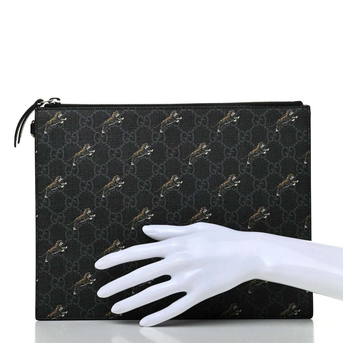 Gucci Black GG Supreme Monogram Tiger Print Clutch Bag - Handbags - Clayton's Online Store