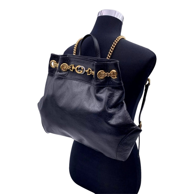 Gucci Black Leather Zumi Backpack Shoulder Backpack - Handbags - Clayton's Online Store