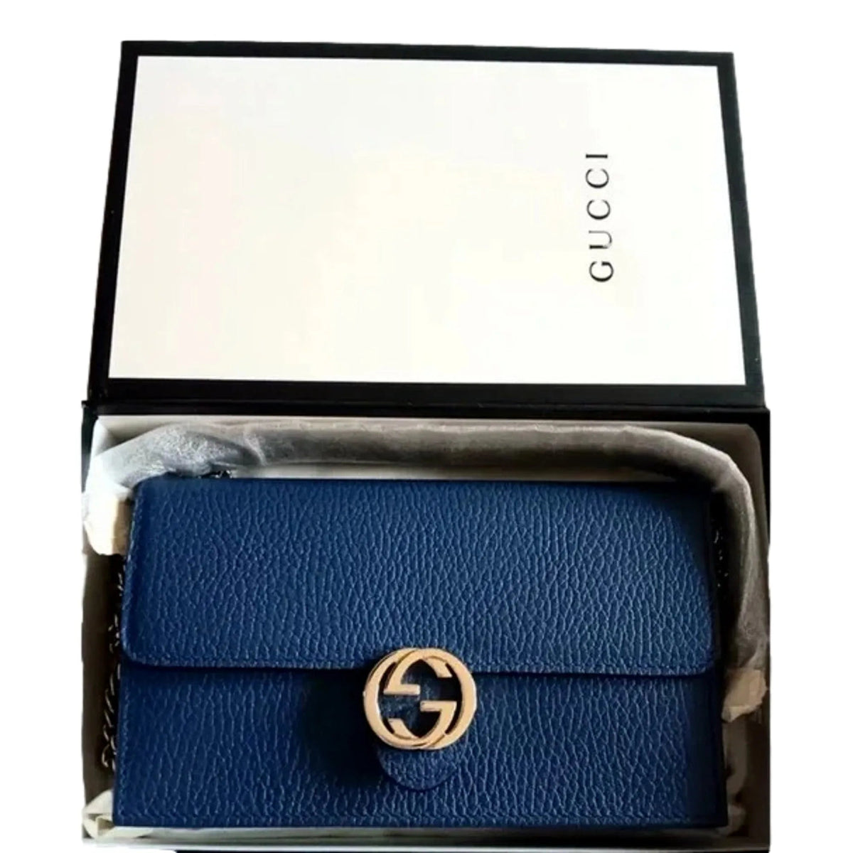 Gucci Blue Marmont GG Womens Leather Wallet on Chain Crossbody Bag - Handbags - Clayton's Online Store