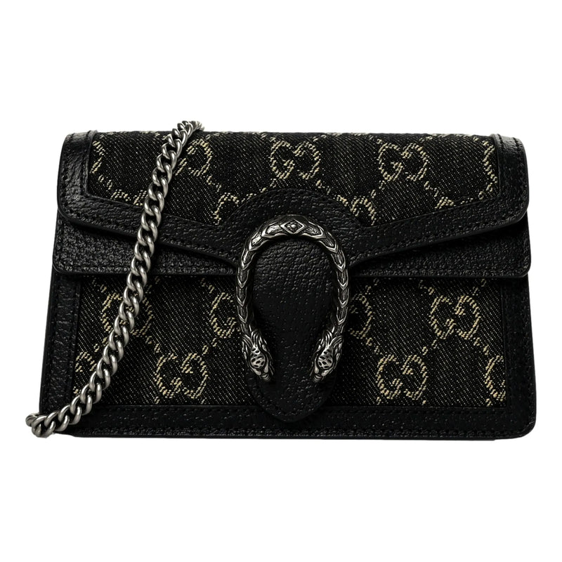 Gucci Dionysus Black GG Denim Super Mini Crossbody Clutch Bag