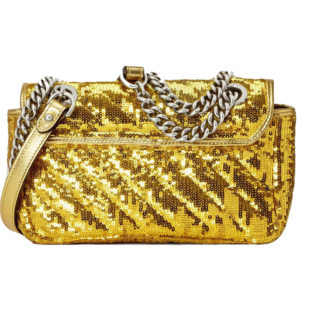 Gucci Flap Marmont GG Matelasse Gold Sequin Shoulder Bag