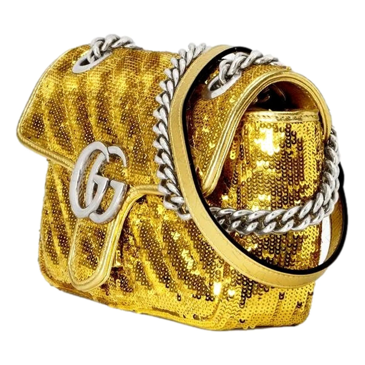 Gucci Flap Marmont GG Matelasse Gold Sequin Shoulder Bag - Handbags - Clayton's Online Store