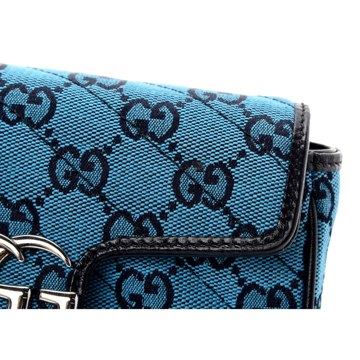 Gucci Flap Marmont Matelasse Blue Printed Canvas Shoulder Bag - Handbags - Clayton's Online Store