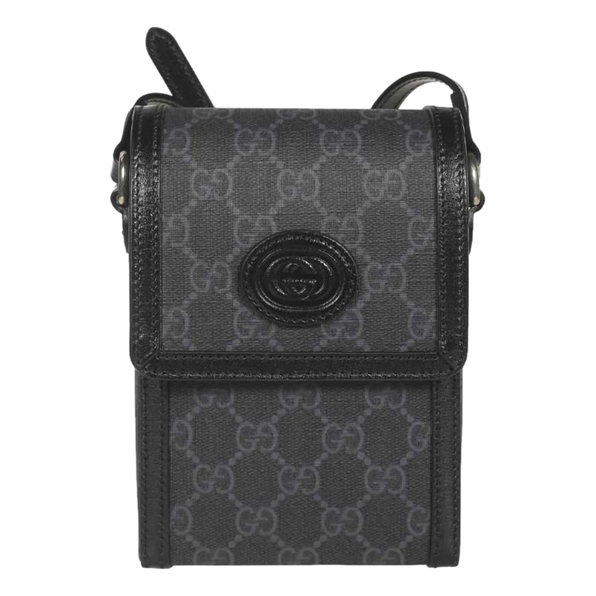 Gucci GG Retro Printed Black Canvas Crossbody Minibag