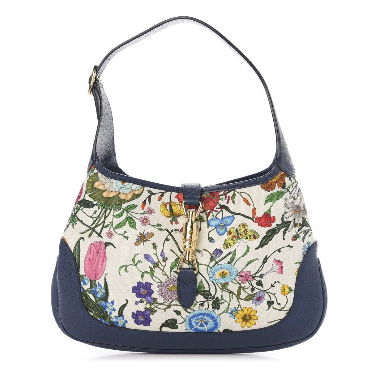 Gucci Jackie Flora Canvas White Blue Agata Hobo Bag - Handbags - Clayton's Online Store