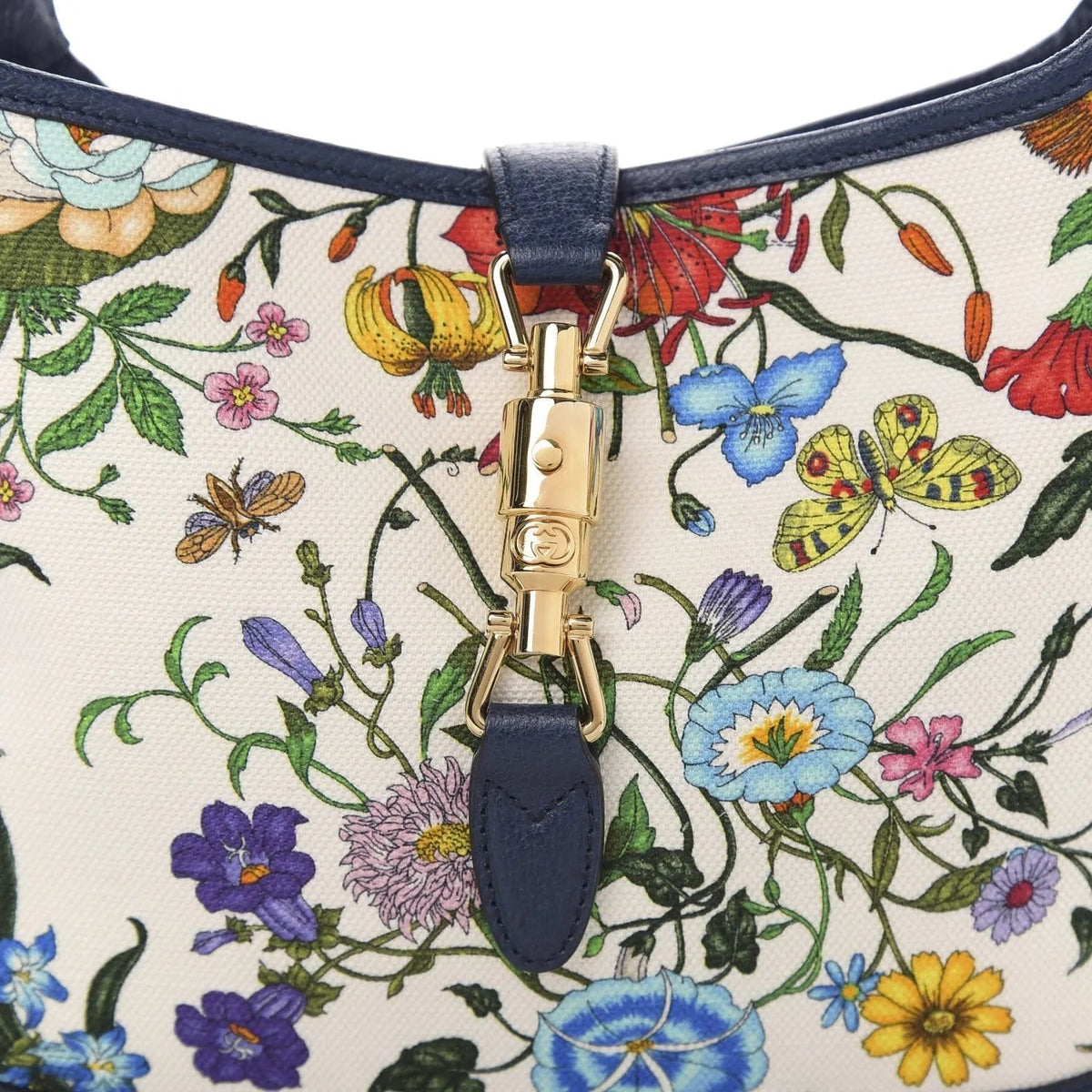 Gucci Jackie Flora Canvas White Blue Agata Hobo Bag - Handbags - Clayton's Online Store