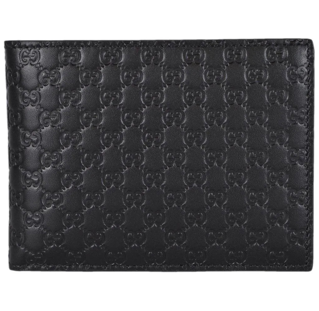 Gucci Men's Microguccissima Black Leather Trifold Wallet