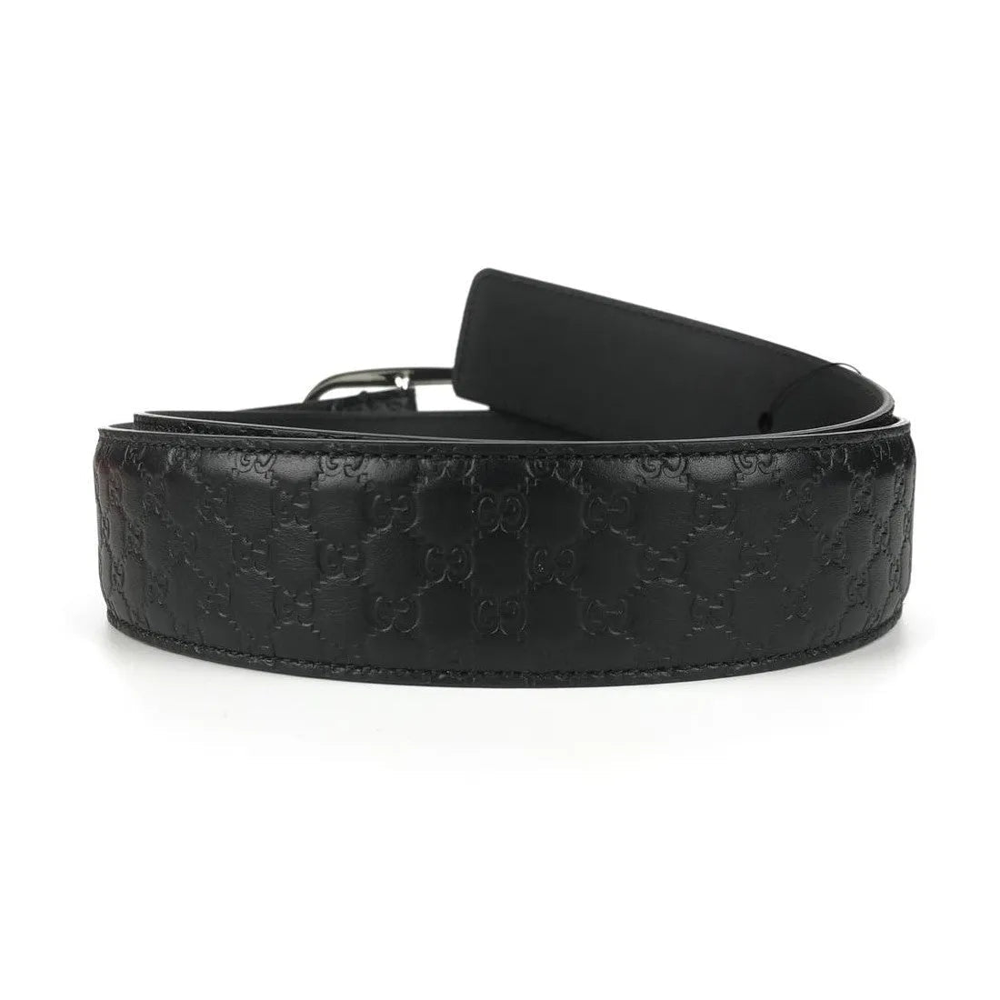 Gucci Mens Micro GG Black Calf Leather Silver Buckle Belt Size 95/38 - Belts - Clayton's Online Store