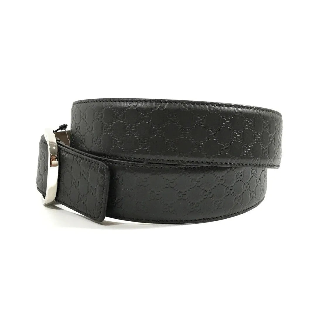 Gucci Mens Micro GG Black Calf Leather Silver Buckle Belt Size 95/38 - Belts - Clayton's Online Store