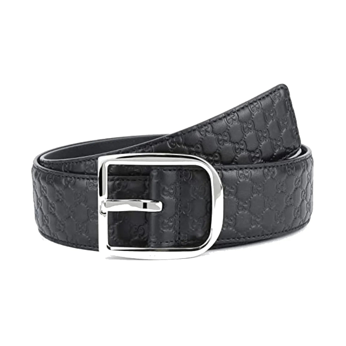 Gucci Mens Micro GG Black Calf Leather Silver Buckle Belt Size 95/38 - Belts - Clayton's Online Store