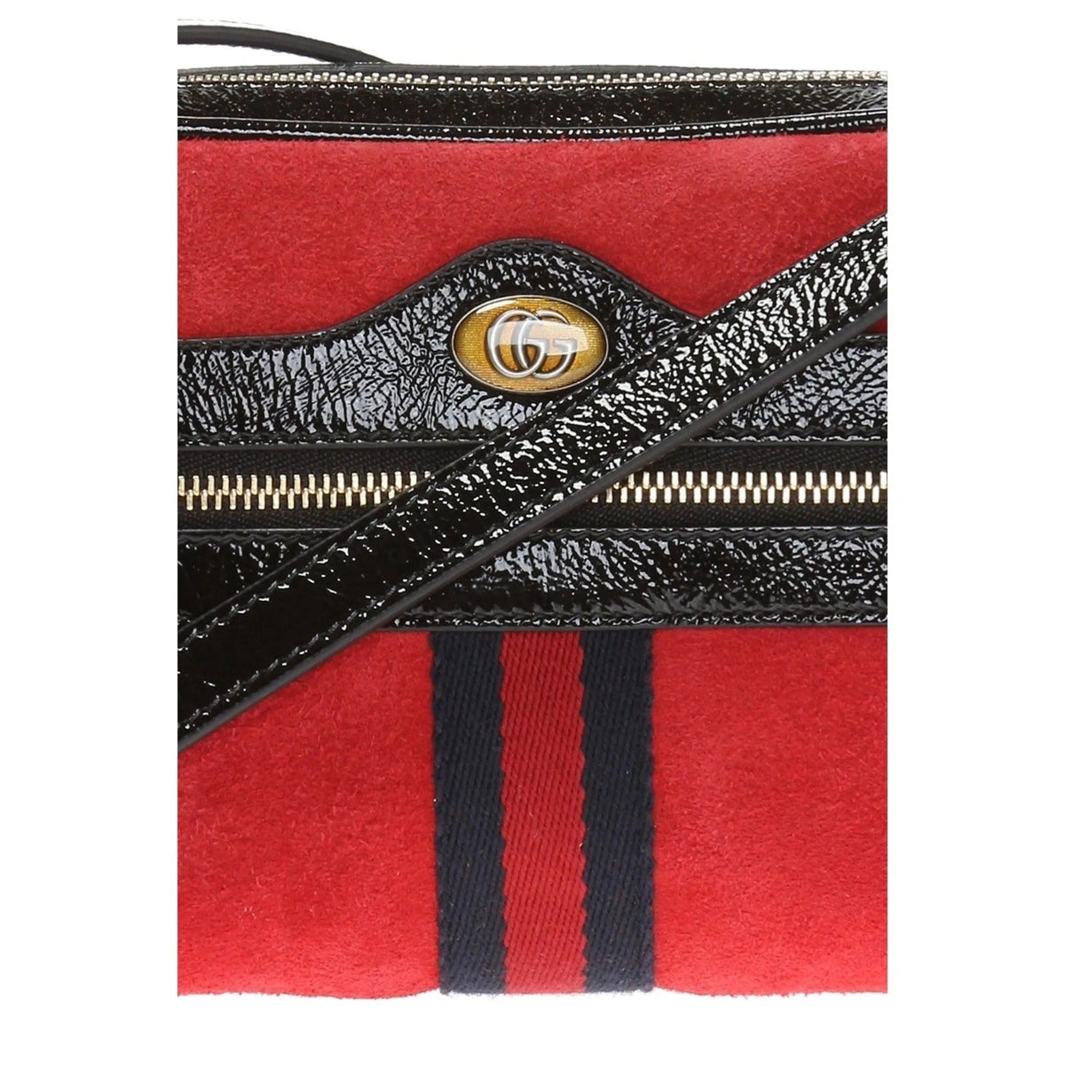 Gucci Ophidia Red Suede Patent Web Mini Shoulder Bag - Handbags - Clayton's Online Store