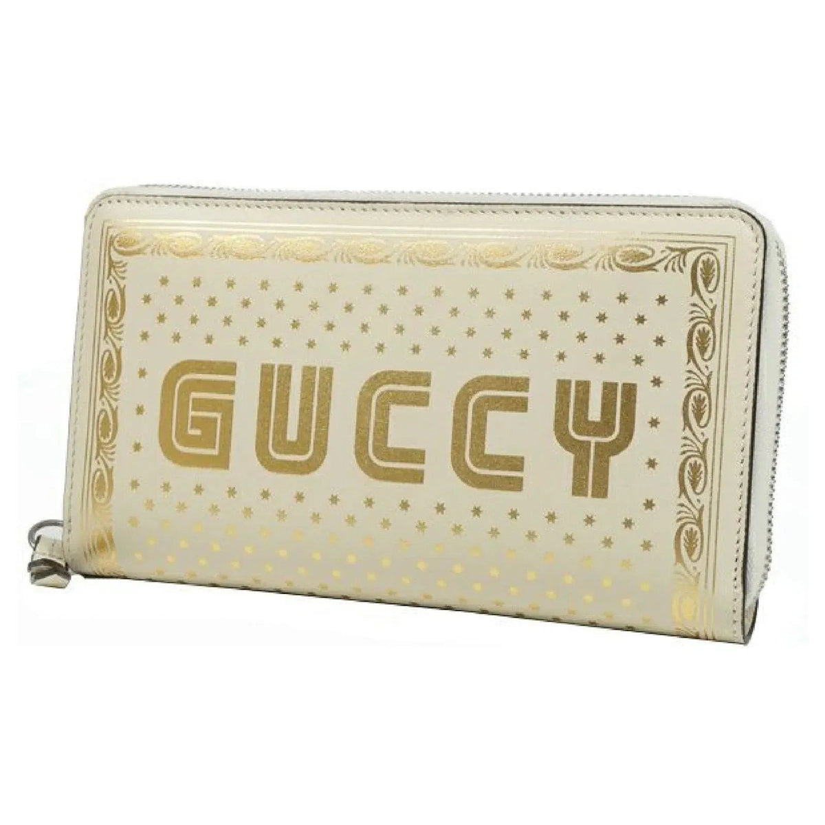 Gucci Sega Guccy Stars White Moon Gold Zipper Leather Wallet - Wallets - Clayton's Online Store