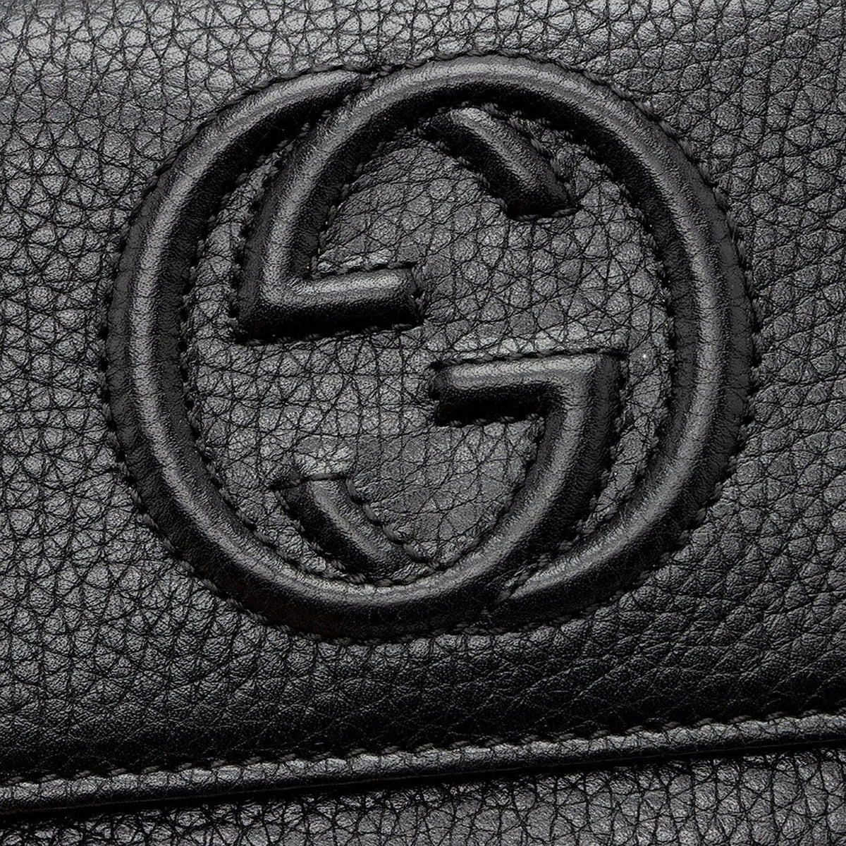 Gucci Soho Cellarius Black Long Flap Wallet Clutch Black Pebbled Leather - Wallets - Clayton's Online Store