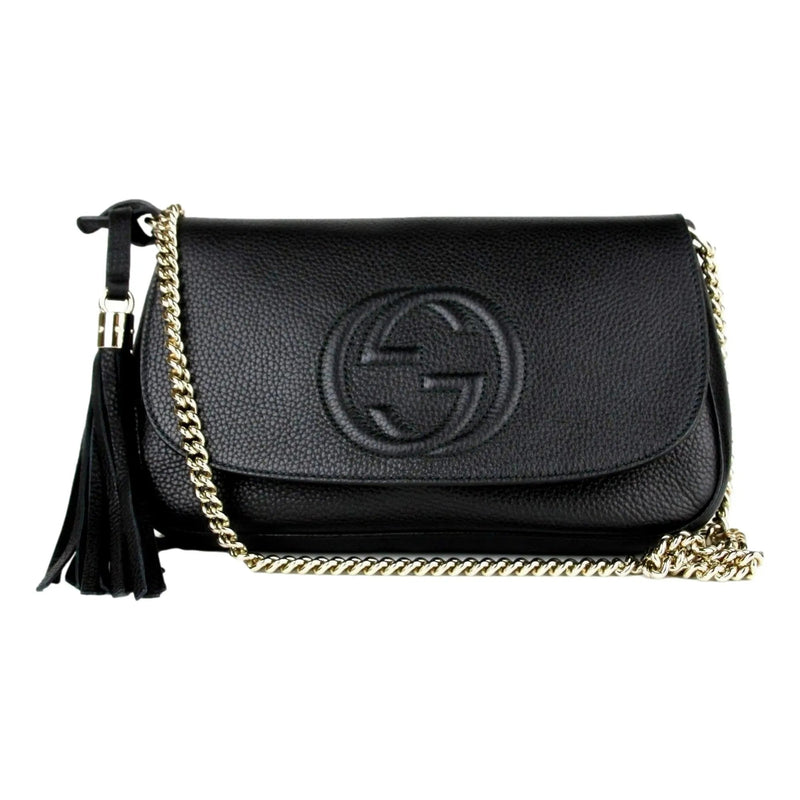 Gucci Soho Disco GG Black Calf Leather Tassel Chain Crossbody Bag Pre - owned - Handbags - Clayton's Online Store