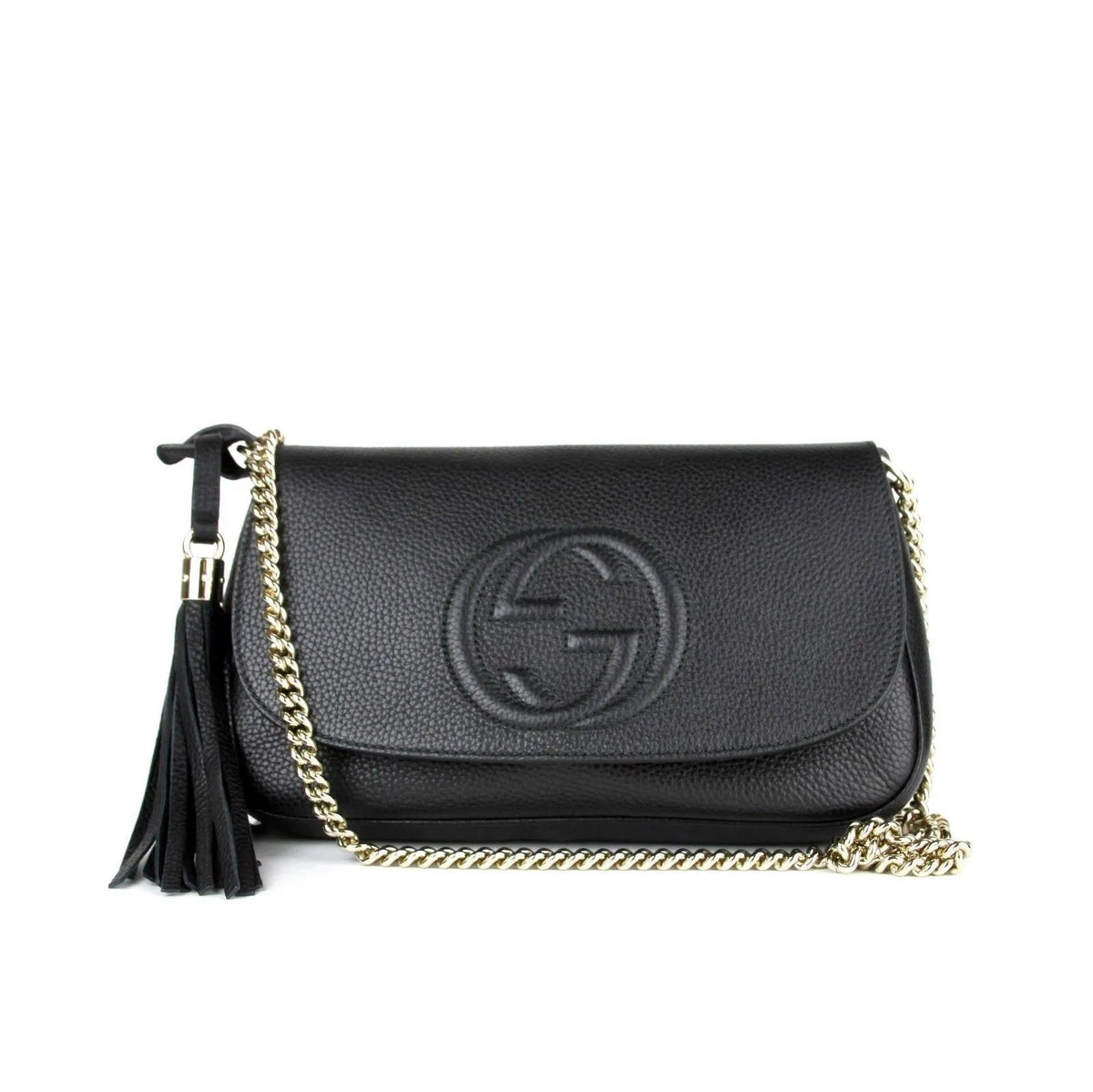 Gucci Soho Disco GG Black Calf Leather Tassel Chain Crossbody Bag - Handbags - Clayton's Online Store