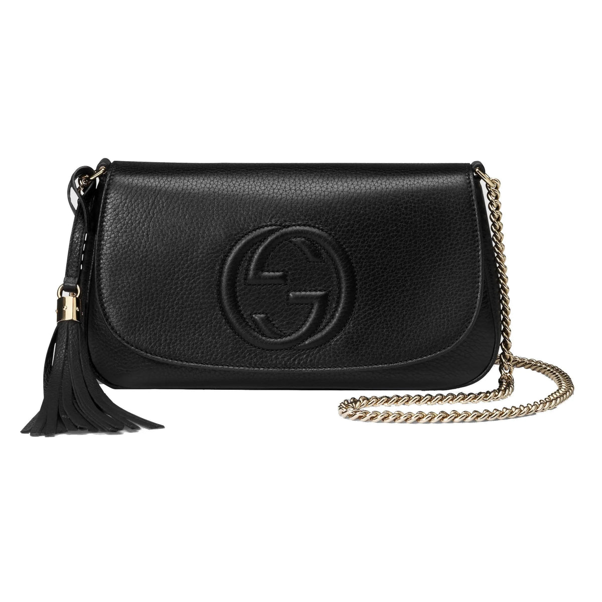 Gucci Soho Disco GG Black Calf Leather Tassel Chain Crossbody Bag - Handbags - Clayton's Online Store