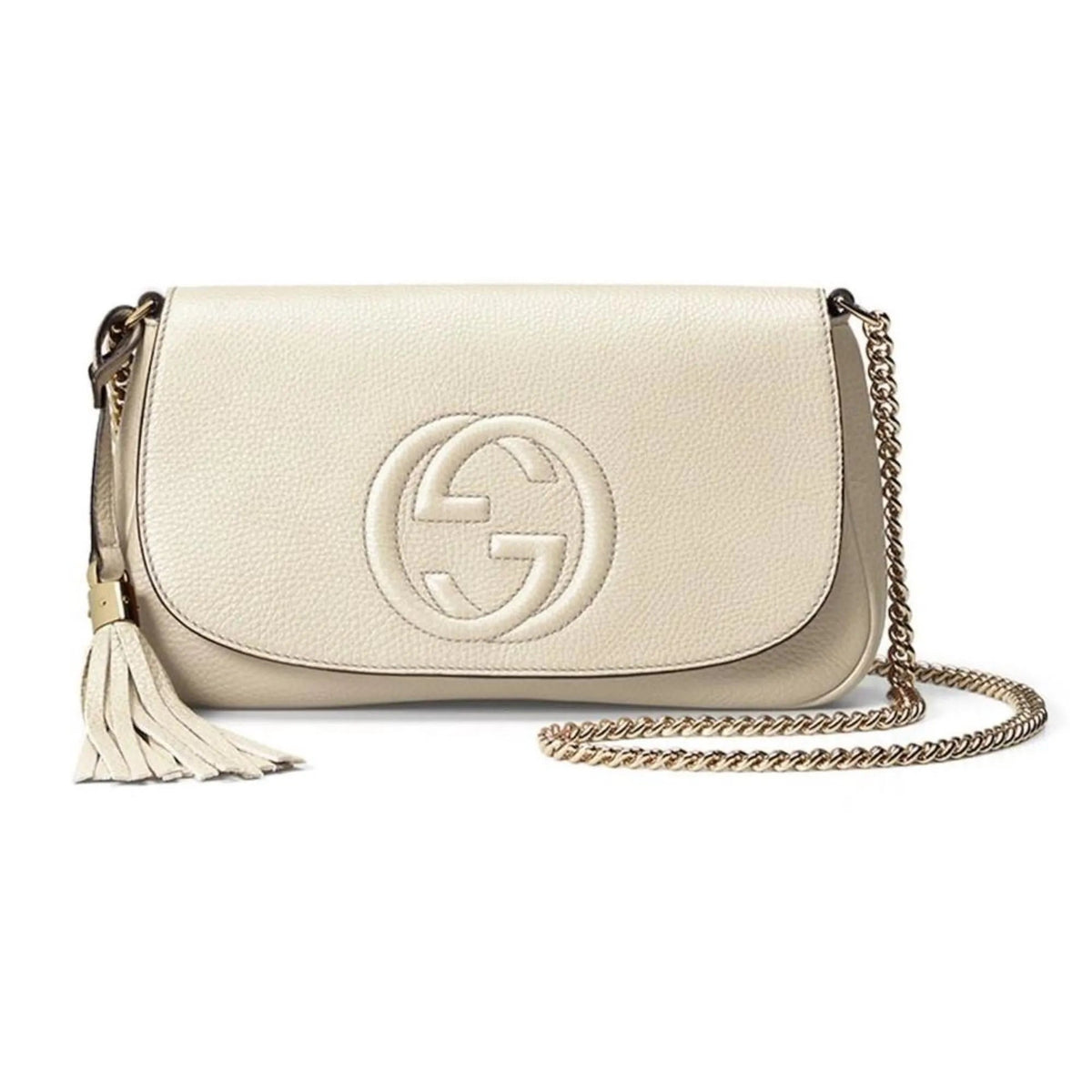 Gucci Soho Disco Ivory Signature Collection Gold Chain - Handbags - Clayton's Online Store